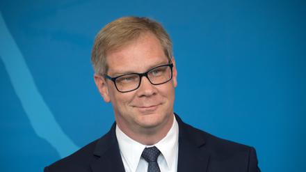 Andreas Büttner (Die Linke), Staatssekretär, während seiner Ernennung in der Staatskanzlei in Potsdam. (Archivbild)