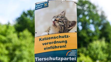 Ein Wahlplakat der Tierschutzpartei.