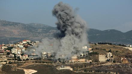 Smoke billows from the site of an Israeli airstrike on the southern Lebanese village of Khiam near the border on June 8, 2024 amid ongoing cross-border tensions as fighting continues between Israel and Hamas militants in the Gaza Strip. 