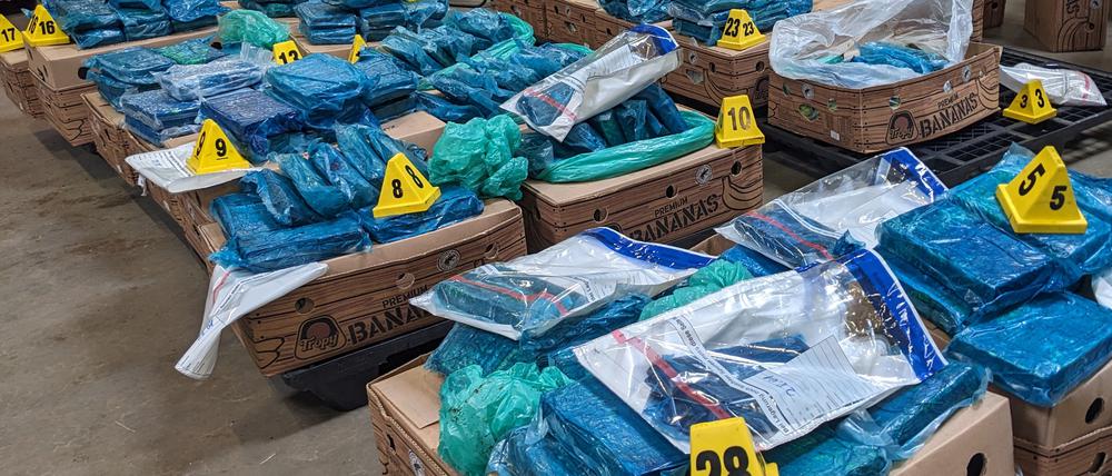 Die Polizei hat in einem Obst-Großhandel in Groß Kreutz (Landkreis Potsdam-Mittelmark) rund 450 Kilo Rauschgift sichergestellt.