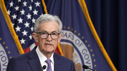 12.06.2024, USA, Washington: Der Vorsitzende des Federal Reserve Board Jerome Powell spricht während einer Pressekonferenz bei der Federal Reserve. Foto: Susan Walsh/AP +++ dpa-Bildfunk +++
