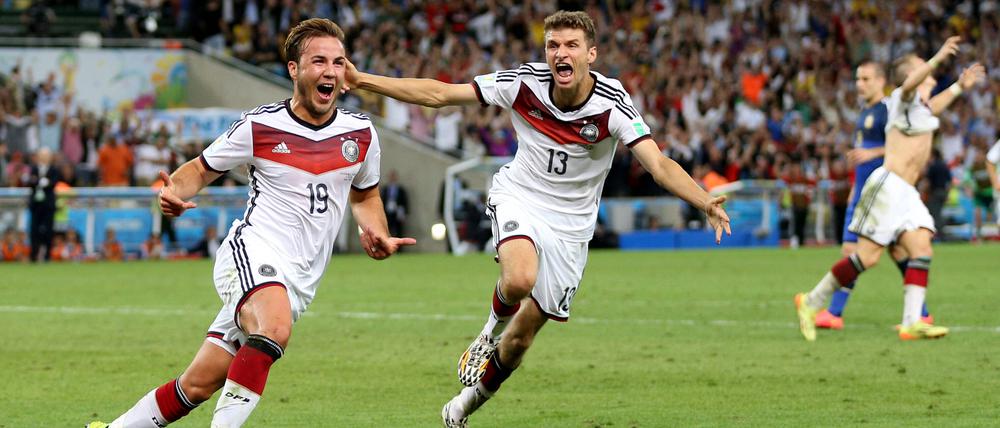 Mario Götze und Thomas Müller 2014 bei der WM.