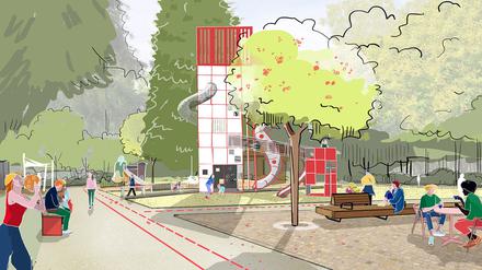So soll der inklusive Spielplatz aussehen, wenn er fertig ist.