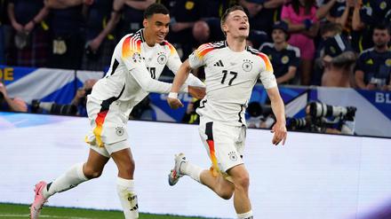 Nicht einzufangen. Jamal Musiala (links) und Florian Wirtz hatten großen Anteil am offensiv überzeugenden Auftritt der Nationalmannschaft.