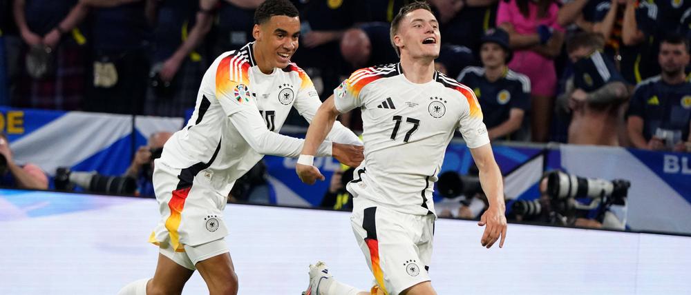 Nicht einzufangen. Jamal Musiala (links) und Florian Wirtz hatten großen Anteil am offensiv überzeugenden Auftritt der Nationalmannschaft.