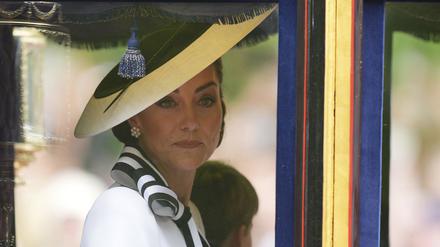 Die britische Prinzessin Catherine von Wales nimmt an der „Trooping the Colour“-Parade zu Ehren des britischen Königs Charles teil.