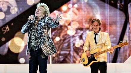 Rod Stewart beim Konzert in der Royal Arena in Kopenhagen, Dänemark.