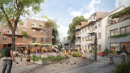 So stellen sich die Planer zum Beispiel das Bergviertel im künftigen Stadtteil Krampnitz vor.