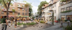 So stellen sich die Planer zum Beispiel das Bergviertel im künftigen Stadtteil Krampnitz vor.