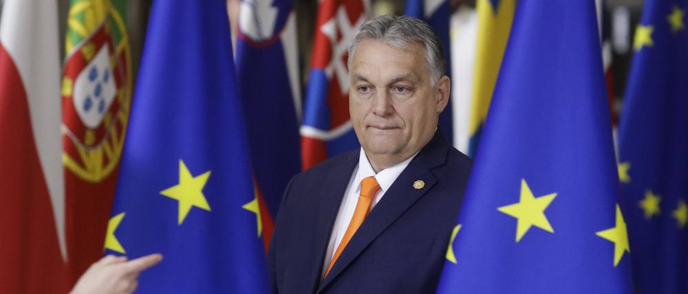 Ungarns Premier Viktor Orbán zu Beginn eines EU-Gipfels 2019.