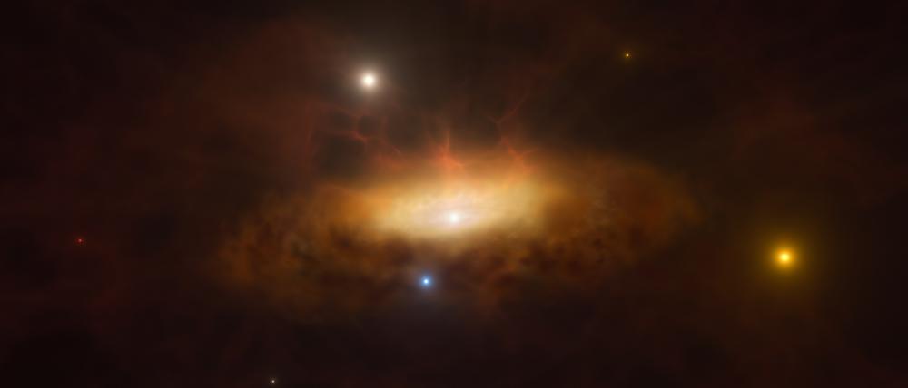 Die Galaxie SDSS1335+0728 leuchtet auf.