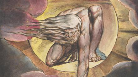 Die Figur des Urizen: Frontispiz von William Blakes Veröffentlichung „Europa, eine Prophezeiung“ von 1794.