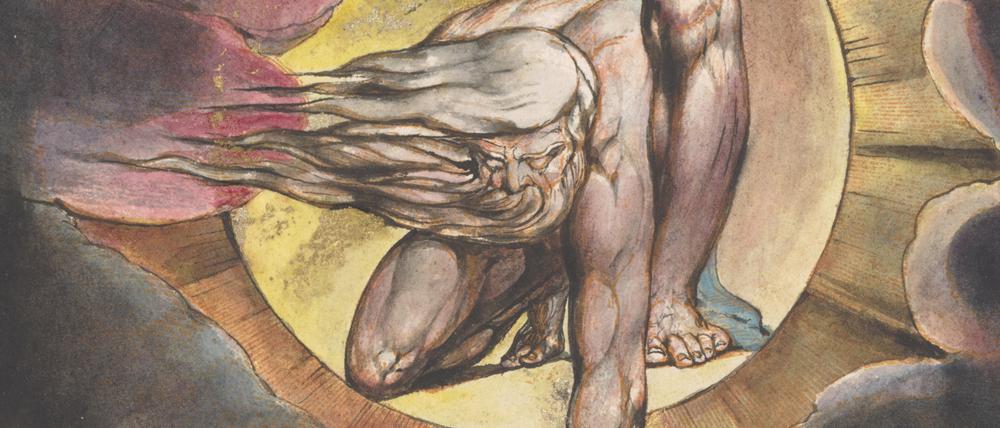 Die Figur des Urizen: Frontispiz von William Blakes Veröffentlichung „Europa, eine Prophezeiung“ von 1794.