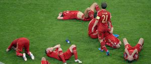 Spieler des FC Bayern nach der Niederlage gegen Chelsea im Jahr 2012.