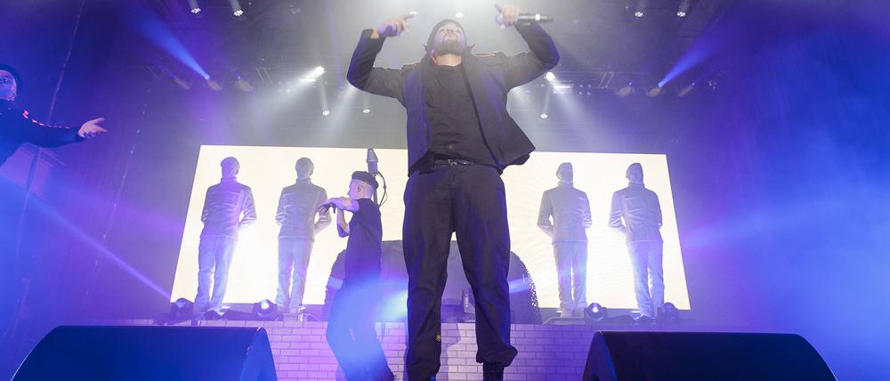 Die Musiker der deutschen Band K.I.Z. bei einem Konzert im Palladium in Köln. 