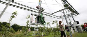 Der „Technology Garden II“: Die 182 Meter lange Anlage soll Bewässerung und Düngung von Obstbäumen effizienter machen.