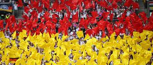 Die deutschen Fans sorgten in Stuttgart für eine ausgelassene Stimmung auf den Rängen.