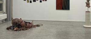 Mannhundschweine und Menschenkäfer. Blick in die Ausstellung„Things we Meet in the Dark“ in der Kleinen Humboldt Galerie.