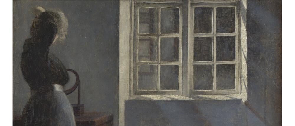 Vilhelm Hammershøi’, „Woman before a Mirror“ von 1906