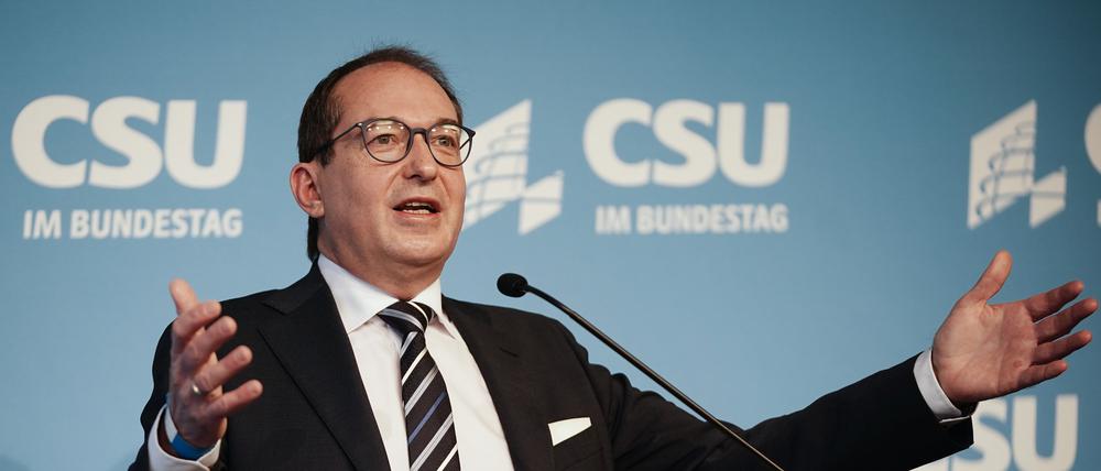 Alexander Dobrindt, CSU-Landesgruppenchef, spricht zu Beginn der Winterklausur der CSU-Landesgruppe im Deutschen Bundestag.