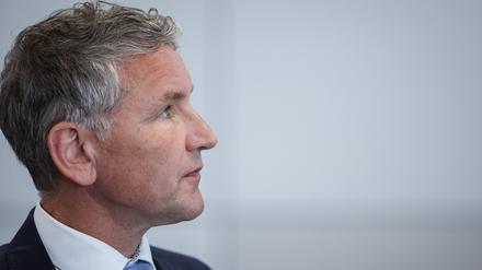 Björn Höcke, Vorsitzender der Thüringer AfD, bei seinem ersten Prozess vor dem Landgericht Halle im Mai 2024.