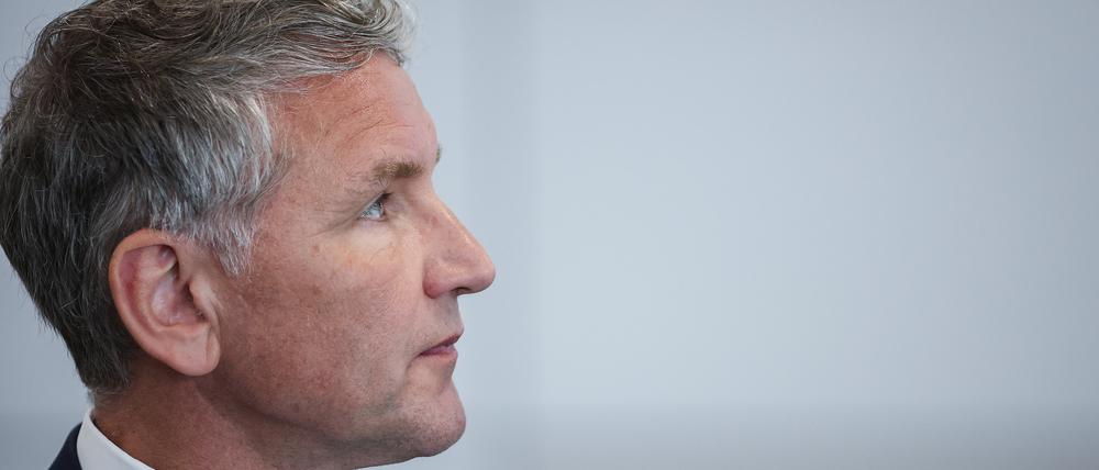 Björn Höcke, Vorsitzender der Thüringer AfD, bei seinem ersten Prozess vor dem Landgericht Halle im Mai 2024.
