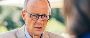 Friedrich Merz, Bundesvorsitzender der CDU und CDU/CSU-Fraktionsvorsitzender im Bundestag, spricht beim Sommerinterview des ZDF.