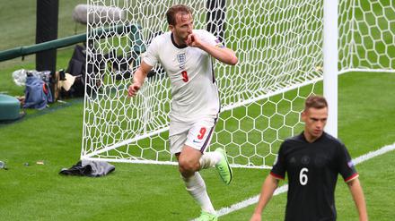 Harry Kane (l.) erzielte bei der EM vor drei Jahren das 2:0 gegen Deutschland.