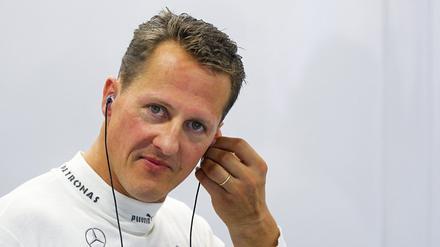Der Formel-1-Fahrer Michael Schumacher beim Training zu einem Formel-1-Rennen. 