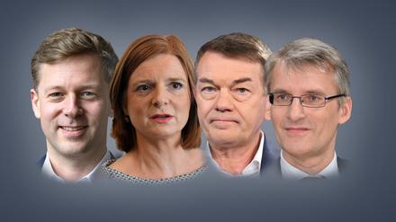 Viererbande. Helge Fuhst, Katrin Vernau, Jörg Schönenborn und Elmar Theveßen (von links nach rechts) bewerben sich um die WDR-Intendanz.