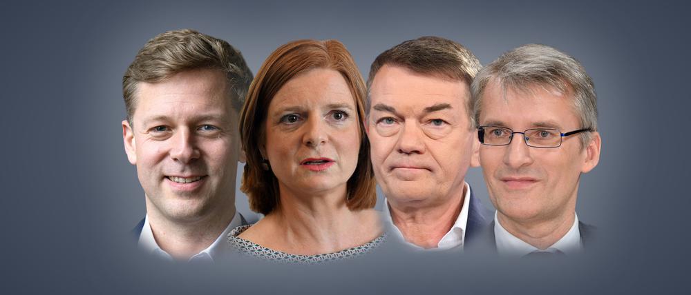 Viererbande. Helge Fuhst, Katrin Vernau, Jörg Schönenborn und Elmar Theveßen (von links nach rechts) bewerben sich um die WDR-Intendanz.