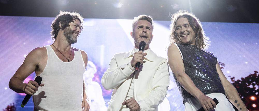 Die Band Take That auf einem Konzert in Dänemark.