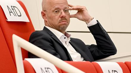 Andreas Kalbitz, früherer Fraktions- und Parteichef der AfD in Brandenburg, im Landtag. 