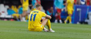 Artem Dovbyk seen after UEFA EURO, EM, Europameisterschaft,Fussball 2024 game between national teams of Ukraine and Belgium at MHPArena, Stuttgart, Germany Stuttgart MHPArena Germany Copyright: xMaciejxRogowskix ukrbel-1-2