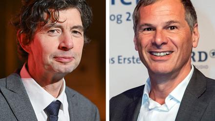 Der Berliner Virologe Christian Drosten (l.) blickt im Gespräch mit Georg Mascolo (r.), dem früheren Chefredakteur des Nachrichtenmagazins „Der Spiegel“, zurück auf die Jahre der Pandemie.