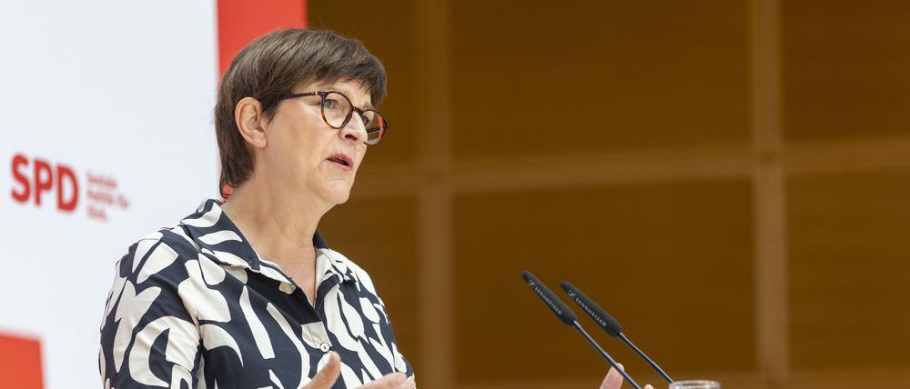Saskia Esken, SPD-Bundesvorsitzende, sagt, die DL 21 sei „keine Organisation der SPD“