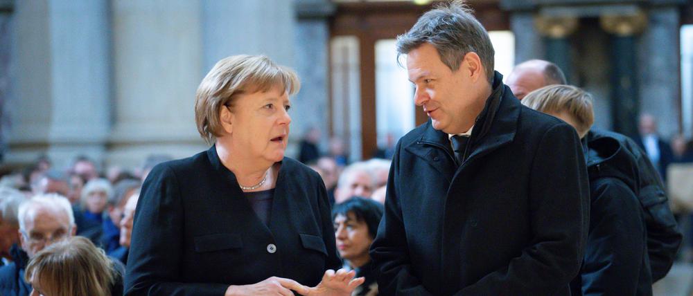 Angela Merkel und Robert Habeck beim Trauergottesdienst für Wolfgang Schäuble. (Archivbild)