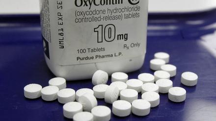 Das Schmerzmittel Oxycontin des Herstellers Purdue Pharma, aufgenommen in einer Apotheke. 