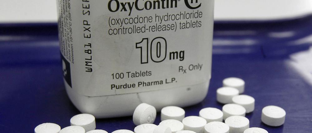 Das Schmerzmittel Oxycontin des Herstellers Purdue Pharma, aufgenommen in einer Apotheke.