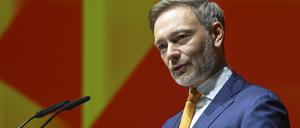 Christian Lindner (FDP), Bundesfinanzminister, spricht beim Tag der Immobilienwirtschaft. 
