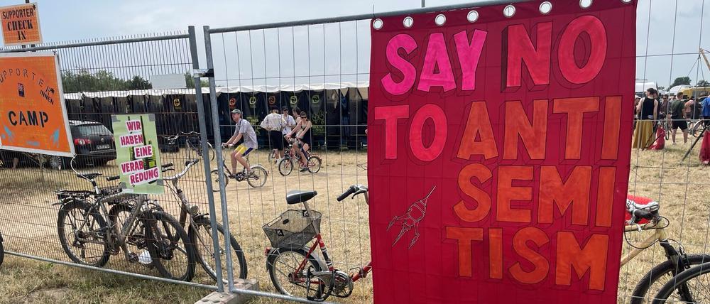Es gab viele antisemitismuskritische Slogans auf dem Festival.