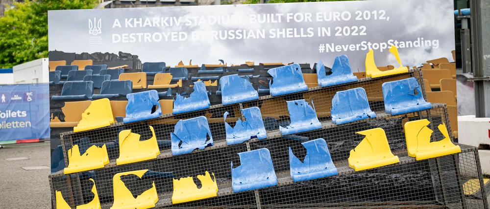 Zahlreiche Sportstätten in der Ukraine wurden durch den Krieg zerstört.
