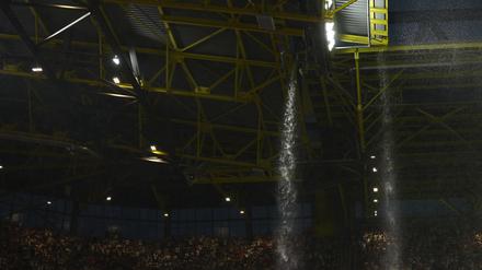 Erst viel Wasser und dann auch noch ein Kletterfreund. Das Dortmunder Stadiondach wurde beim Achtelfinale Deutschland - Dänemark ordentlich beansprucht.