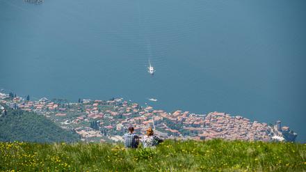 Blick vom Berg Monte Baldo auf den Gardasee.