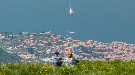 Blick vom Berg Monte Baldo auf den Gardasee.