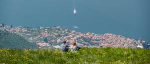 Blick vom Berg Monte Baldo auf den Gardasee.