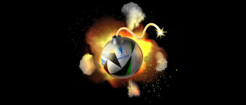 Ein Fußball mit Zündschnur: Kampfvokabular und Kriegsmetaphorik im Fußball (Illustration).