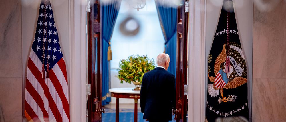 WASHINGTON, DC - JULY 1: U.S. President Joe Biden departs after speaking to the media following the Supreme Court's ruling on charges against former President Donald Trump that he sought to subvert the 2020 election, at the White House on July 1, 2024 in Washington, DC. The highest court ruled 6-3 that presidents have some level of immunity from prosecution when operating within their "constitutional authority," but do not have absolute immunity. (Photo by Andrew Harnik/Getty Images)