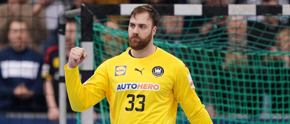 Handball: Olympia-Qualifikation, Qualifikation, Turnier 2, 2. Spieltag, Deutschland - Kroatien, in der ZAG Arena. Deutschlands Torwart Andreas Wolff in Aktion. Um ihn gibt es Wechselgerüchte. (zu dpa: «THW Kiel beschäftigt sich mit Wolff-Rückkehr») +++ dpa-Bildfunk +++