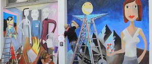 Die neu gestalteten Wände sind erst durch den Abriss der Rechnerhalle und die Umgestaltung der Plantage öffentlich geworden. 